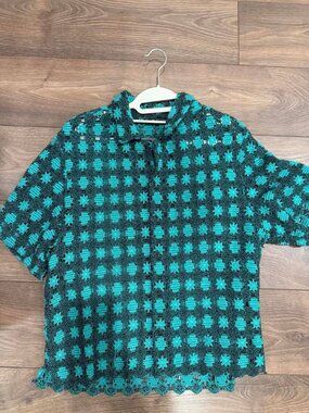 Green Pattern Button Down Shirt